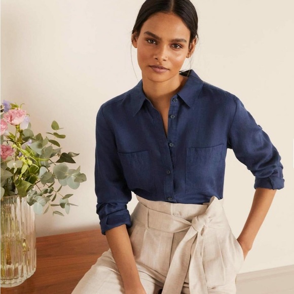 Boden Tops - Boden Navy Linen  Shirt